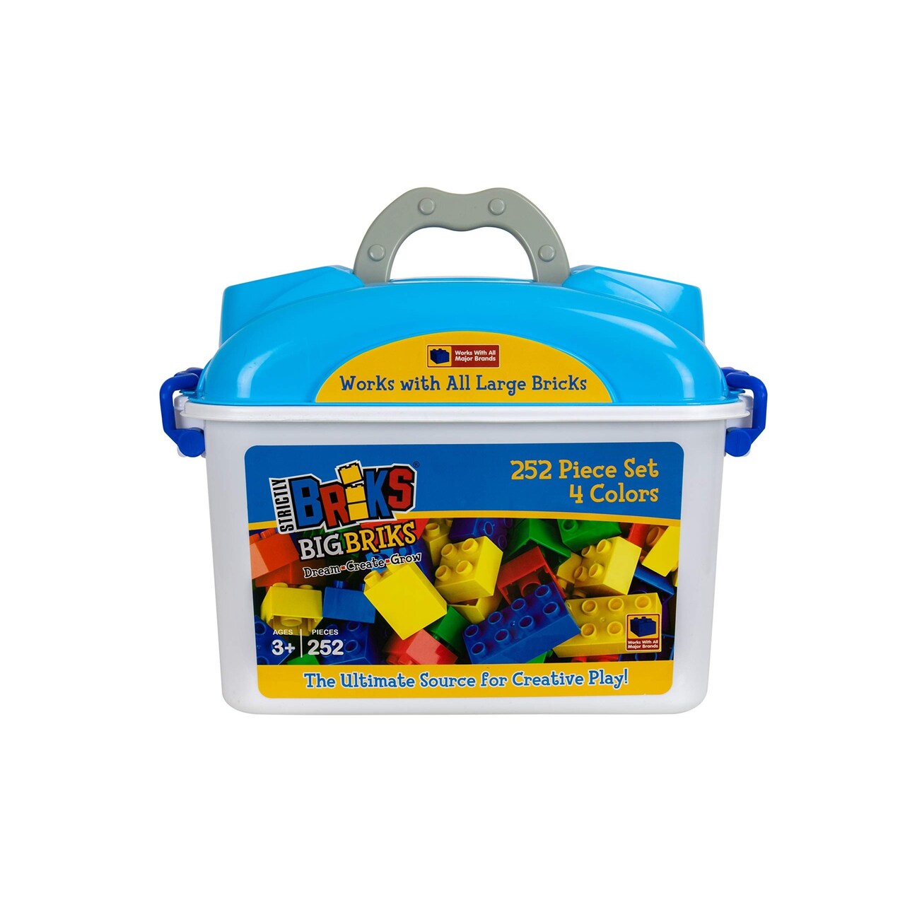 Strictly Briks Building Blocks Set - Easy-Grip Toddler Blocks - Creative Play Building Toys - Vibrant Color Mix Brick Sets - 252 Pieces, Red, Green, Blue & Yellow